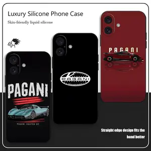 LOGO Car Luxury Pagani Fashion Phone Case For iPhone 17 16 15 14 13 12 X XR XS 8 Plus Mini Pro Max Soft black Shockproof Cover