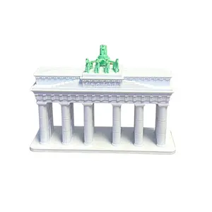Brandenburg Gate Replica - Detailed Berlin Landmark Souvenir with Green Quadriga Compact Desktop Size Textured Architectural Detail Classic Two-Tone Design