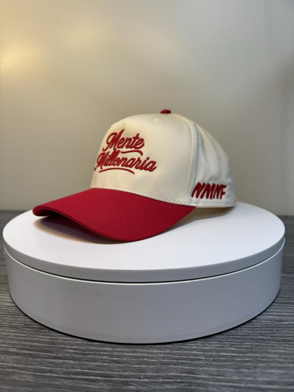 Mente Millonaria Hat - Natural & Red Trucker Cap with Embroidered Logo for Men and Women