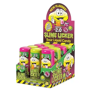 Slime Licker 2.0 - Sour Liquid Candy - 12 Pack Sweet Snack Bonbon Tangy - 3 Green Apple & 3 Black Cherry Flavors - Fun Party Favors