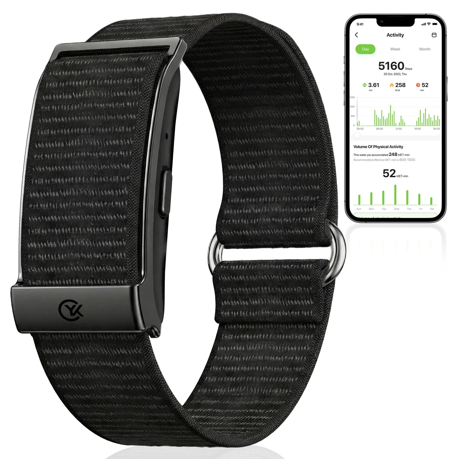 Screenless Fitness Tracker for Women Men, 24/7 Heart Rate Blood Oxygen Sleep Monitor, IP68 Waterproof Activity Tracker, Nylon Woven Sports Wristband, 47-Day Battery, No Subscription