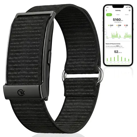 Unisex Adult Screenless Health Tracker, Wireless Bluetooth iOS-Android Sports Band with 24/7 HR&BloodOx Sleep Monitor, IP68 Water Resistant Black Wristband, 47-Day Battery, 5V, 16MB No-Subscription ABS Cool Gadgets Adulting Gifts Smart Wearable