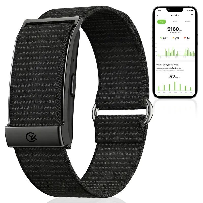 Unisex Adult Screenless Health Tracker, Wireless Bluetooth iOS-Android Sports Band with 24/7 HR&BloodOx Sleep Monitor, IP68 Water Resistant Black Wristband, 47-Day Battery, 5V, 16MB No-Subscription ABS Cool Gadgets Adulting Gifts Smart Wearable