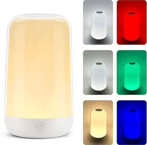 FRIDEKO HOME RGB Touch Bedside Lamp for Nightstand 4 Dynamic  White Tones Dimmable Mood Lighting 18-Hour Battery USB-C Charging Bedroom Living Room Nursery Kids Adult