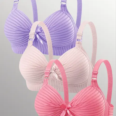 Women's Bra Set, Breathable Bras, Comfort & Medium Support, Lightweight Breathable Fabric, Fashion Design, Patchwork, Buckle, Multiple Sizes Available, Personalized Fit, Lingerie, Underwear