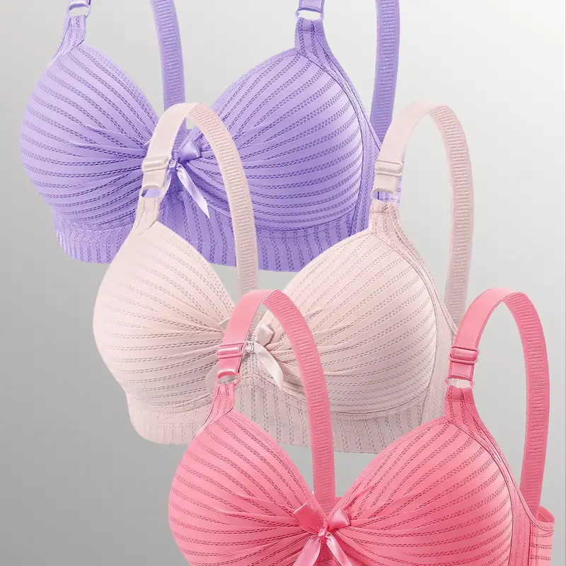 Women's Bra Set, Breathable Bras, Comfort & Medium Support, Lightweight Breathable Fabric, Fashion Design, Patchwork, Buckle, Multiple Sizes Available, Personalized Fit, Lingerie, Underwear