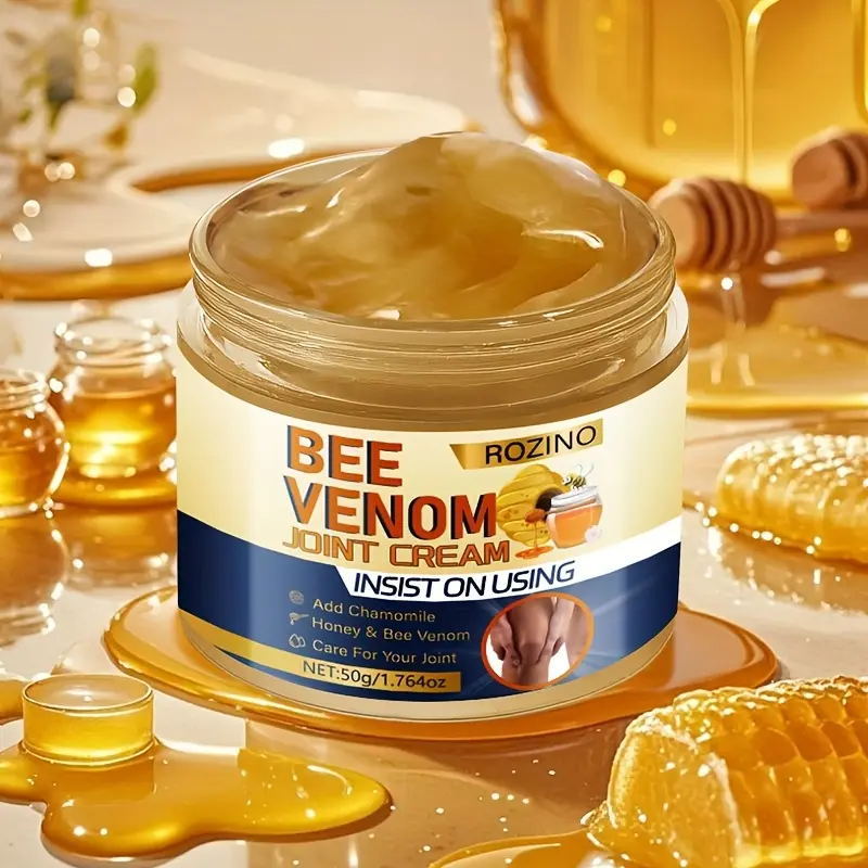 3 botellas ROZINO Bee Venom Joint Care Cream – Advanced Moisturizing & Nourishing Formula with Honey & Chamomile – Daily Massage Cream for Dry Skin – Leaves Skin Soft, Smooth & Hydrated – 50g