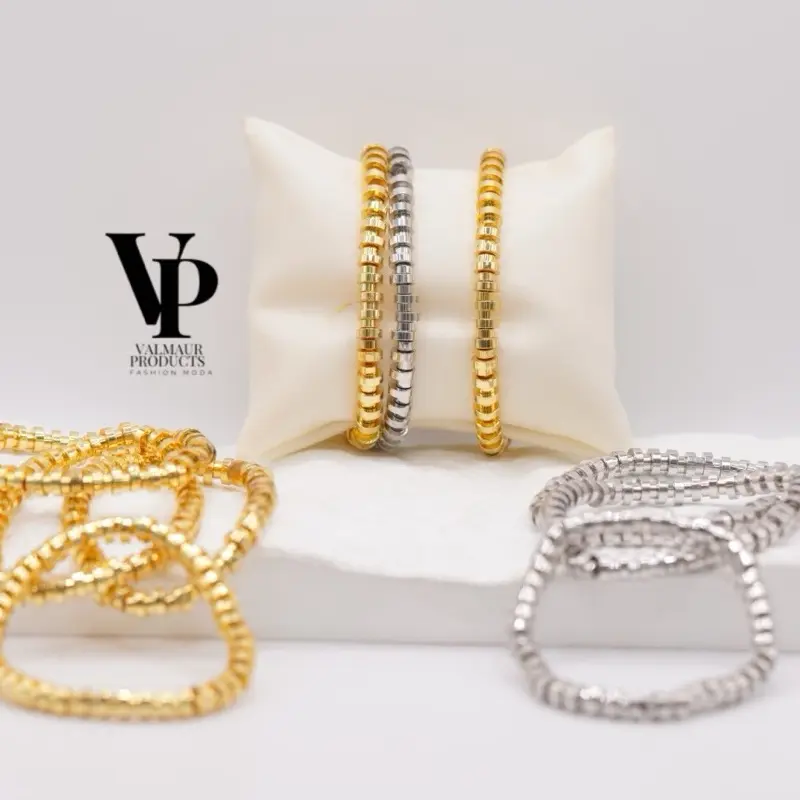 Valmaur Products Flex Glam Bracelets in Gold and Silver - Stylish Beaded Design for Everyday Wear