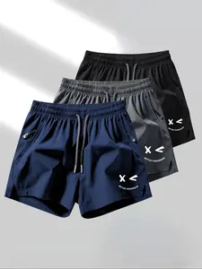 Men's Solid Color Zipper Pocket Boxer Brief Swim Shorts, Regular Fit Casual Comfy Breathable Swim Shorts for Summer, Men's Swimwear for Beach & Gym, Swimming Shorts, Swimming Trunks