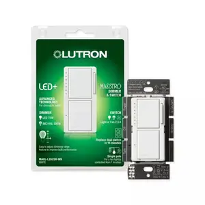 Lutron MACL-L3S25-WH Maestro LED+ Dual Dimmer and Switch, 75W LED/2.5A Fan, Single Pole, White