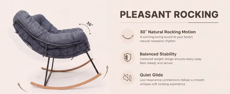 [Carbon Steel Legs]Oversized Indoor Outdoor Rocking Chairs, Egg-Shaped ...