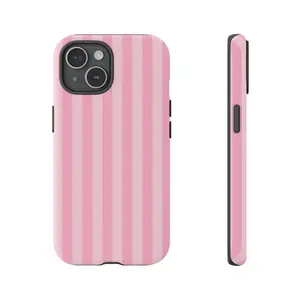 Pink Angel Stripes Trendy Y2K Aesthetic Phone Case for iPhone 16 15 14 13 12 11 X