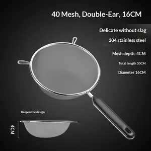 fine mesh strainer、304 stainless steel sieve、kitchen colander、soy milk filter、flour sifter、oil strainer、egg liquid filter、food mesh strainer