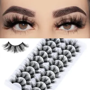 Natural Lashes Short False Eyelashes Wispy Mink Eye Lash Fluffy Wispies Eyelash Natural Look 10 Pairs Fake Lashes Pack Volume Lash Strips Pestañas