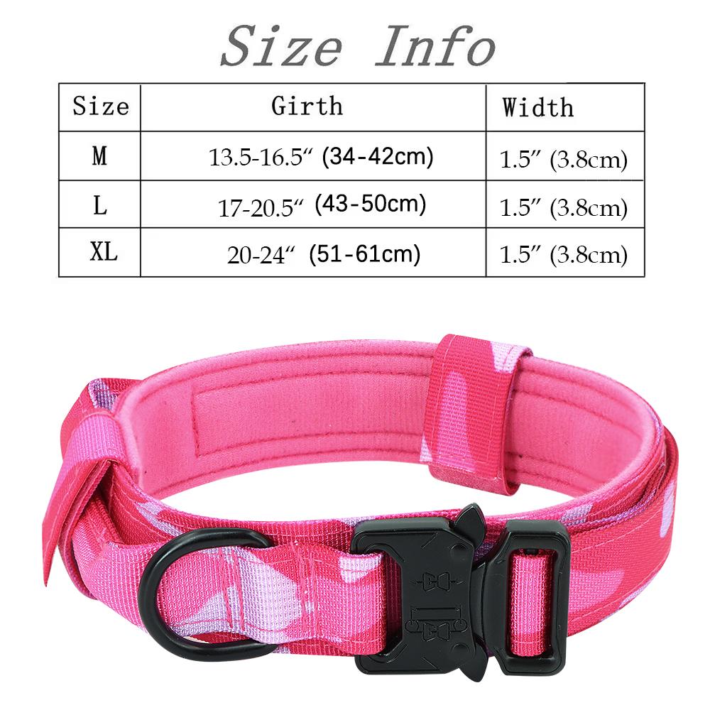 Tactical pink camouflage dog collar dog leash anti-collision for large dogs