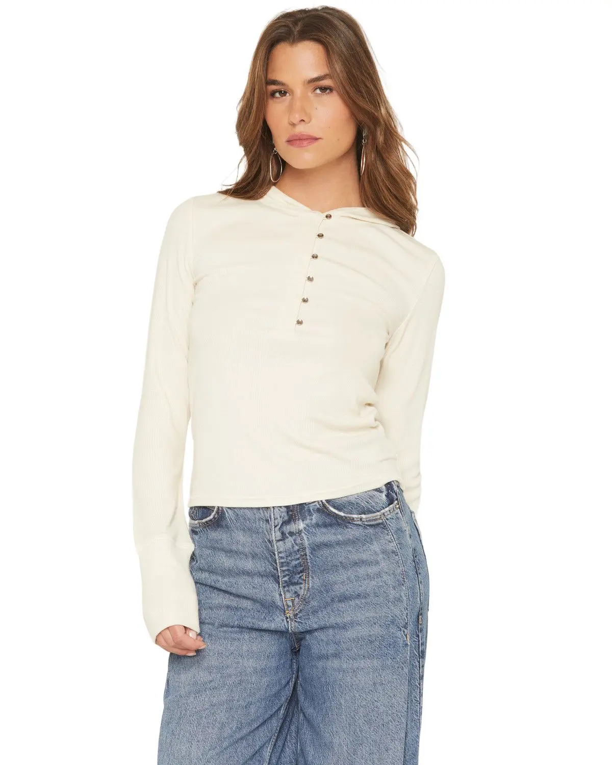 Shyanne Women's Women'S Zelma Henley Hooded Long Sleeve Top - Srho25k6-Snd