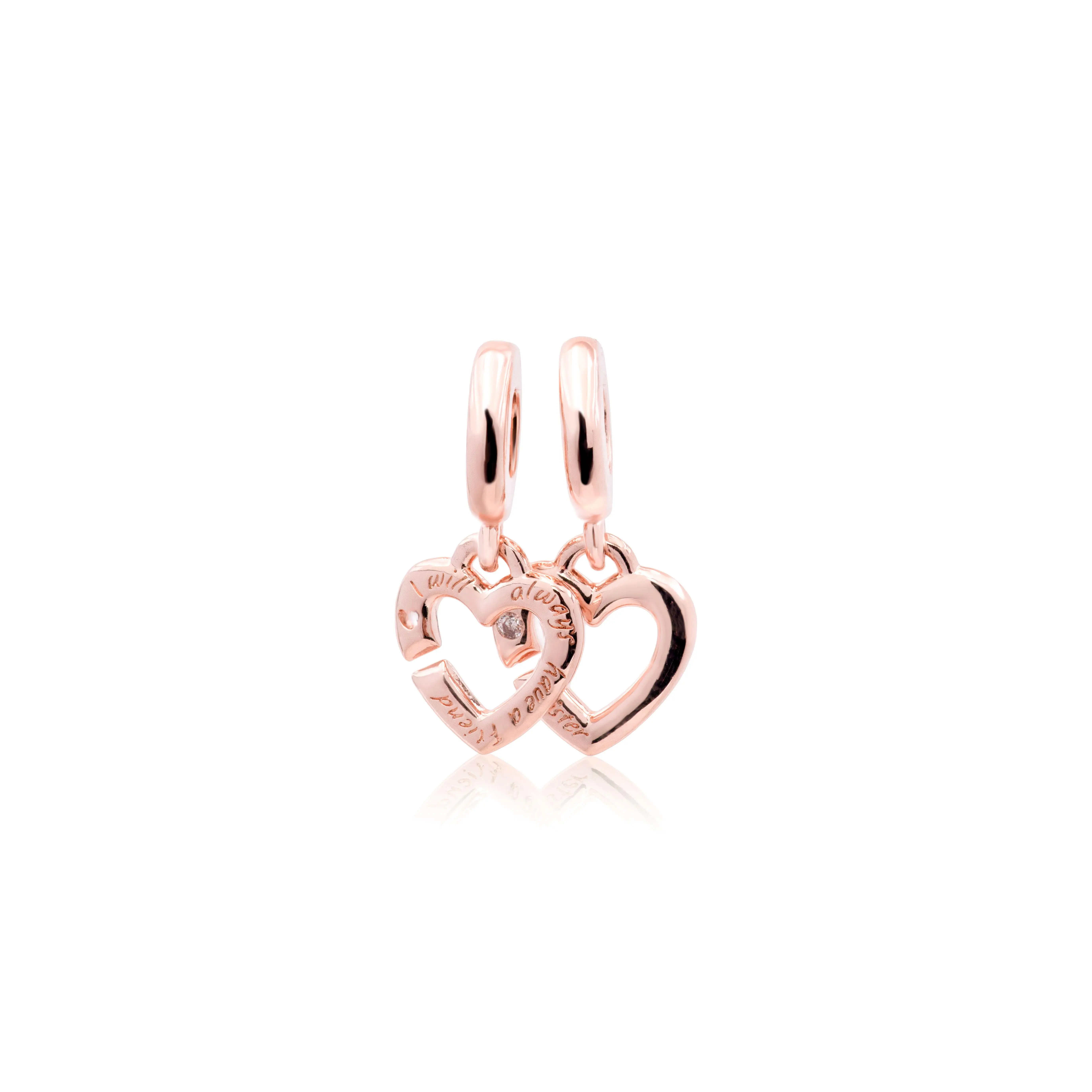 Pandora Linked Hearts Split Dangle Charm with Cubic Zirconia Accent, Elegant Charms & Pendants, Dangling Design Jewelry (789538C01), Dangling Charms & Pendants
