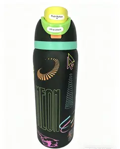 Owala Water Bottle with Push-Button Lid - Keeps Drinks Cold All Day, Perfect for School, Hiking & Sports