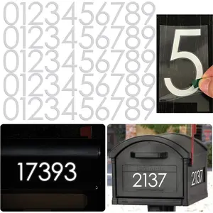 Reflective Mailbox Numbers Sticker Decal  Cut Classic Style Vinyl Number 2" Self Adhesive 5 Sets for Mailbox, Signs, Window, Door, , , , Business, Address Number