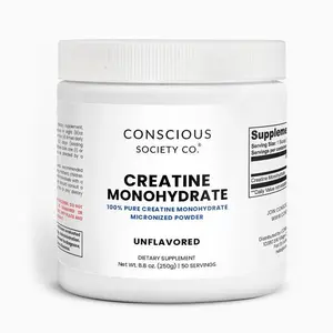 Conscious Creatine Monohydrate - 100% Pure Creatine Monohydrate Micronized Powder, Unflavored, 0.55lb (250g) - Healthcare