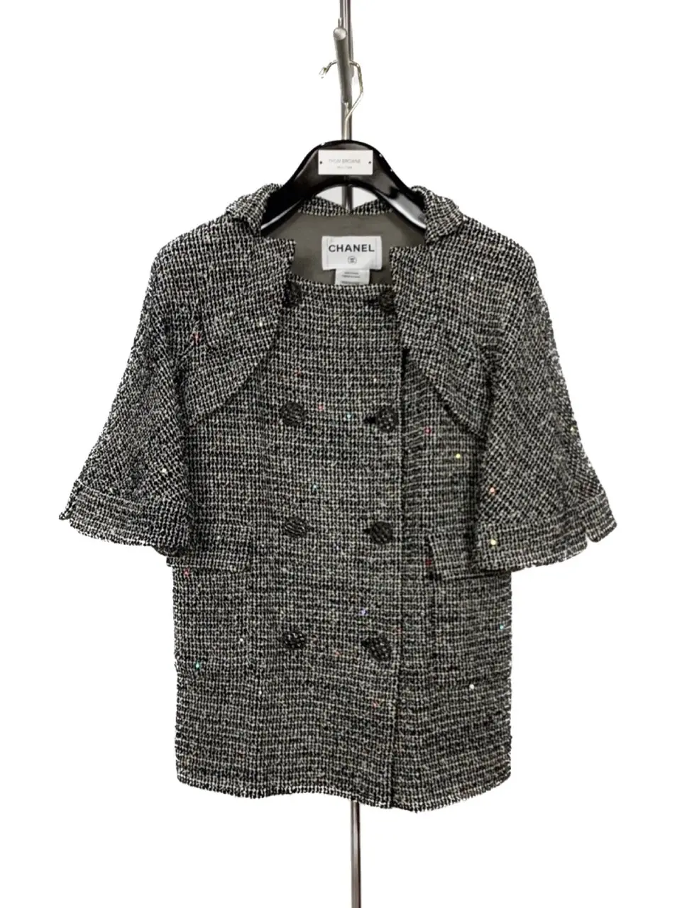 RDLT— Chanel Grey Wool Blend Knit Shawl Jacket Size 36