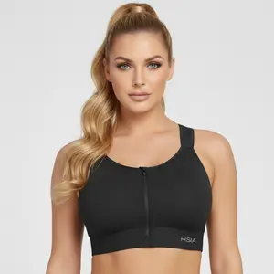 HSIA PowerMove High Support Zip Front Sports Bra Wireless No Bounce Adjustable Wide Straps SpringStatements