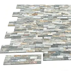 Natural multicolored Chinese slate quartz cultural stone—single slab for stacked wall cladding