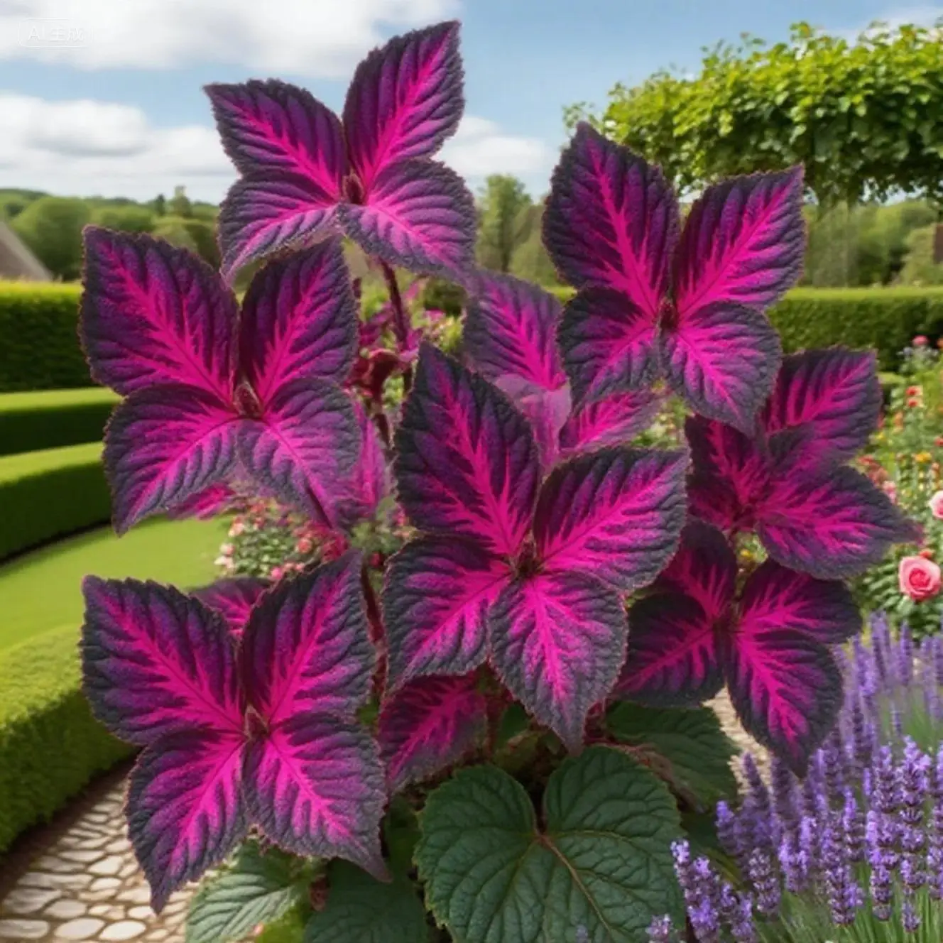 Neon Vein Coleus Seeds - Striking Purple-Black Foliage with Hot Pink Highlights for Garden & Pots - All Seasons - Physoplexis Comosa Seeds - Rare Alpine Flower - Tricolor Hosta Seeds - Red Blue White Variegated Leaves for Bold Garden Accents