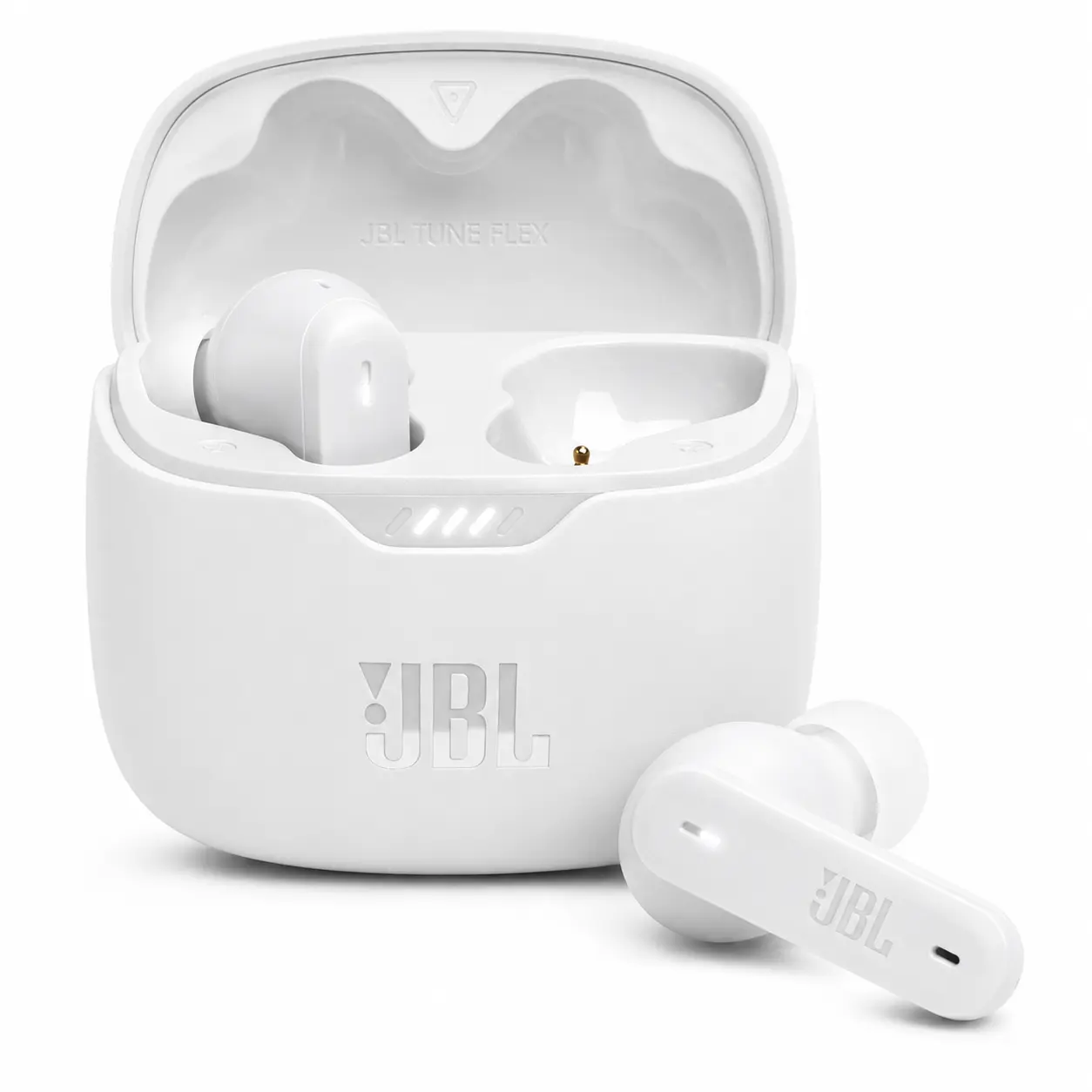 JBL Tune Flex True Wireless Active Noise Cancellation In-Ear Bluetooth Headphones with Charging Station, Water Resistant, High-Quality Audio, White, Headphones Bluetooth
