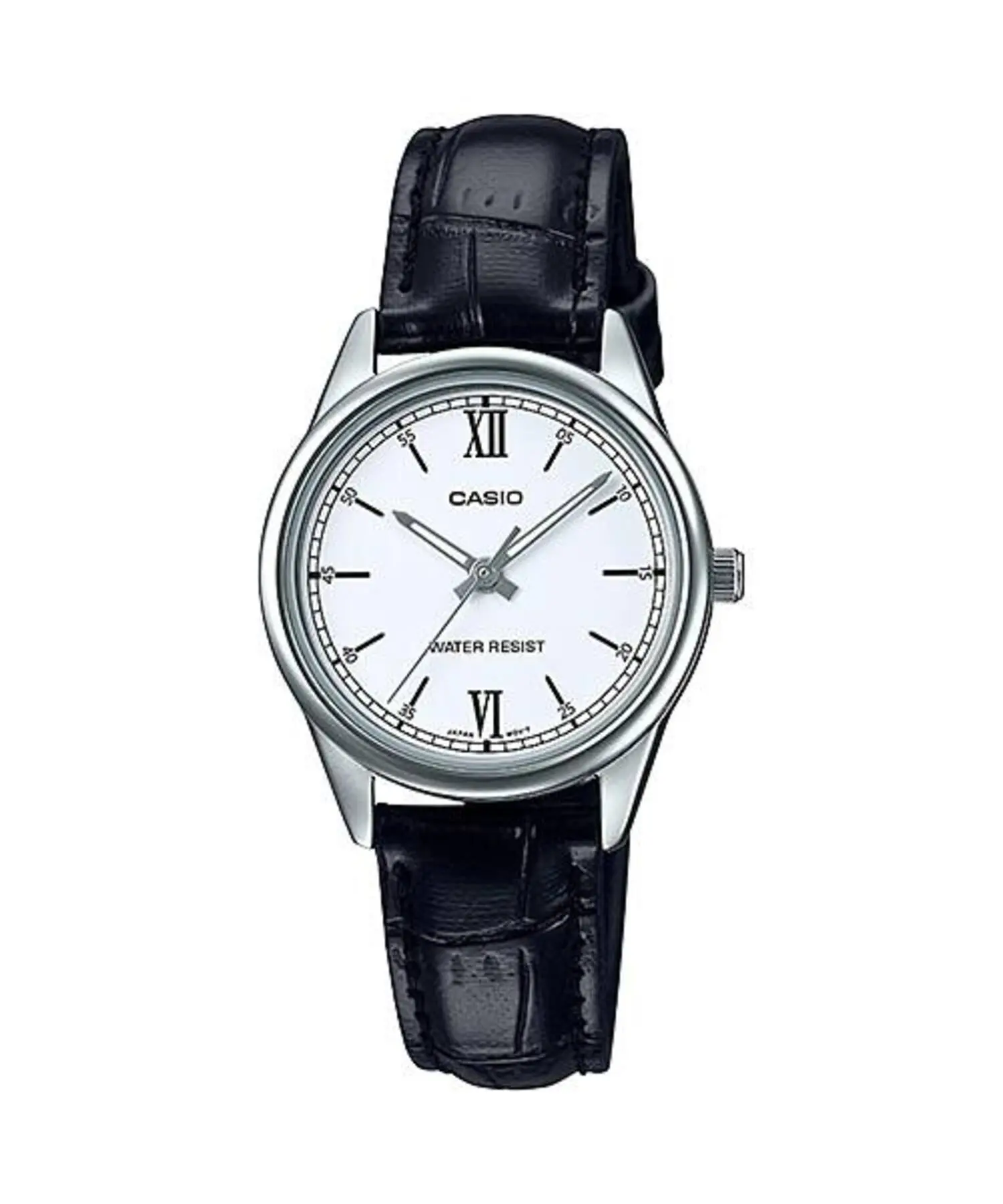 Casio Women’s Black Leather Strap White Dial Analog Watch - LTP-V005L-7B2UDF