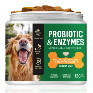 Dog Probiotic Chews for Healthy Digestion & Gut Support – With Natural Enzymes & Fiber,  120 Count