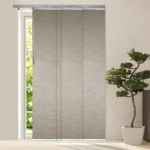 Oat Brown 4-Panel Single Rail Panel Track Extendable 34"-57"W x 91.4"H, Panel width 15.75" - 100% BLACKOUT