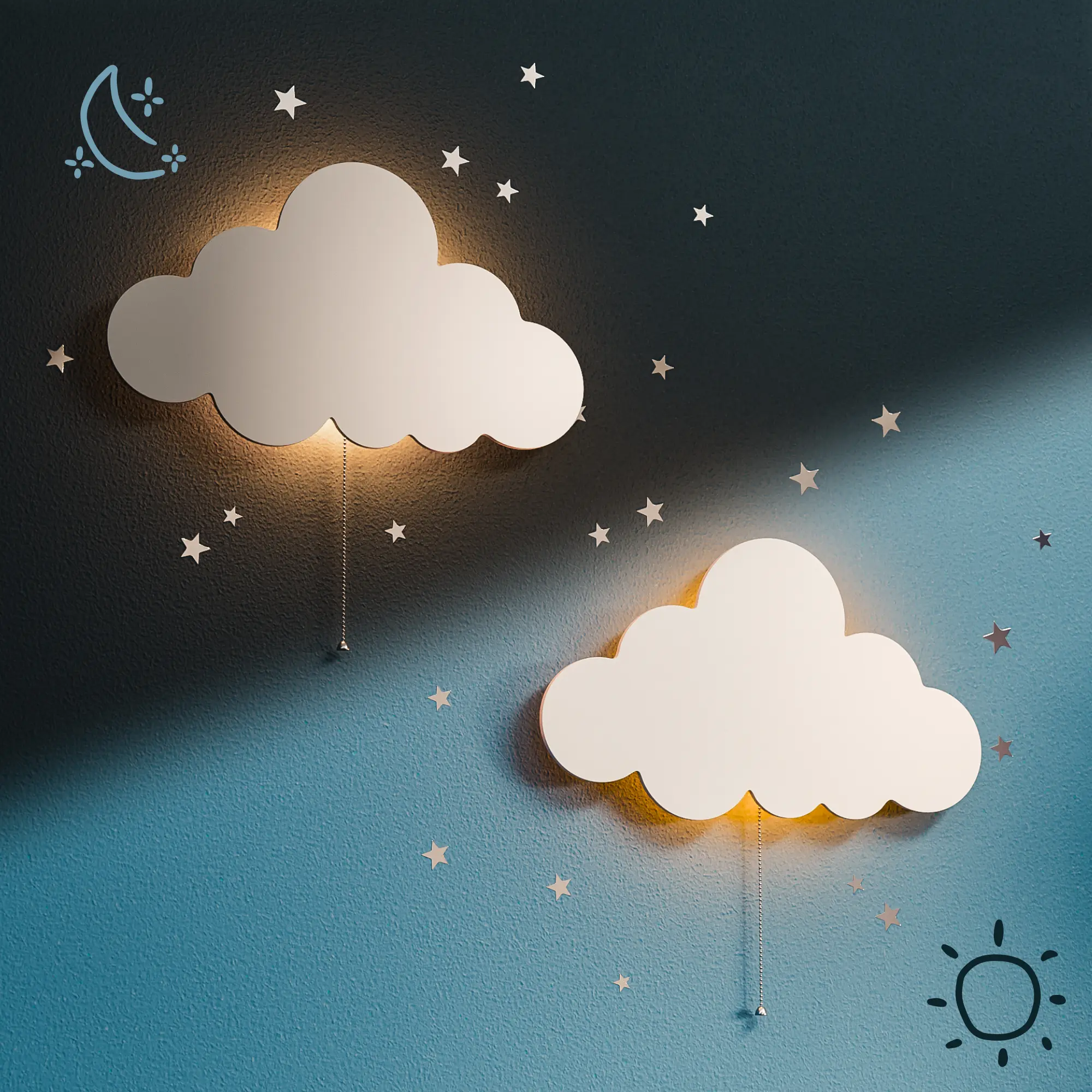 2pcs Clouds Light - Pack of 2 Floating Clouds Wall Lamps For Nursery 2pcs Clouds Light - Pack of 2 Floating Clouds Wall Lamps For Nursery