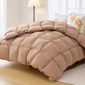 Down Comforter King Size – All Season Medium Weight Fluffy White Duvet Insert, Warm Feather Bedding, Soft 100% Cotton Cover, 90x106 Inch
