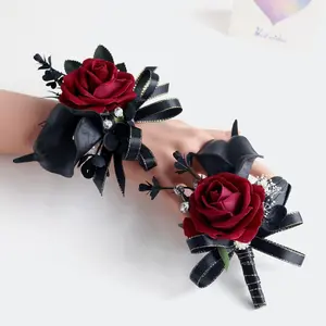 Bridal Wrist Corsage + Groom Boutonniere Artificial Flower