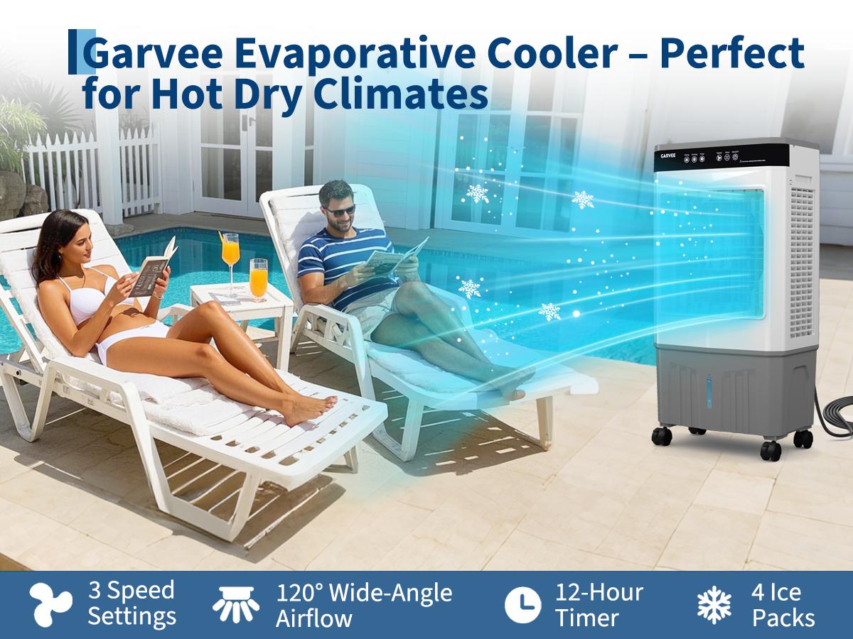 3500CFM Swamp Cooler, Evaporative Air Cooler, 120°Oscillation Air Cooler with Remote Control,Portable Air Conditioners, 24H Timer, 3 Modes & Wind Speeds for Outdoor Indoor Use, 11.6 Gallon