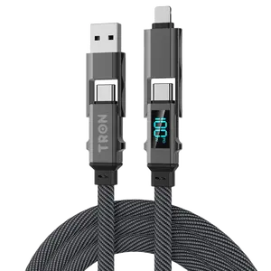 4-in-1 Braided Charging Cable 100W | Digital Display | 5FT
