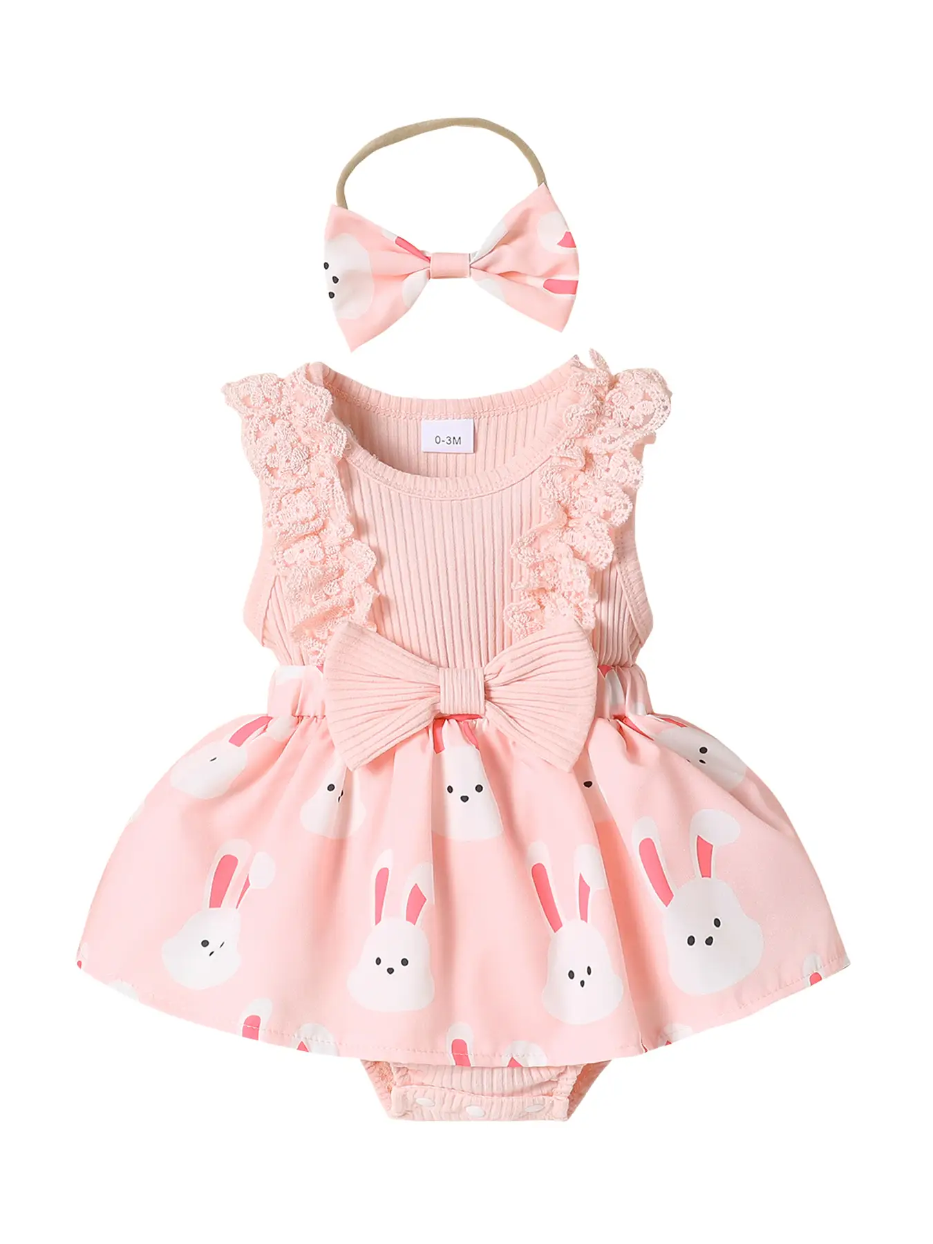 2pcs Baby girls Clothes Rabbit Easter Cute Pink Romper and Headband Clothing Babygirl Clothes Products #springtok