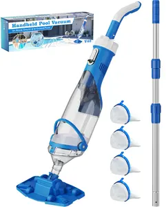Cordless Pool Vacuum with Telescopic Pole, 18.5 GPM Powerful Suction, 1.5H Supercharge Technology, Handheld Pool Vacuum Cleaner for Above Ground/Inground Pools, Hot Tubs, Blue