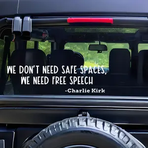 ''We dont'n need safe spaces we need free spech.Charlie Kirk'' .Vinyl Decal for Cars, Trucks, Vans, Walls, Laptops | Black | 5.5 x 4.5 in