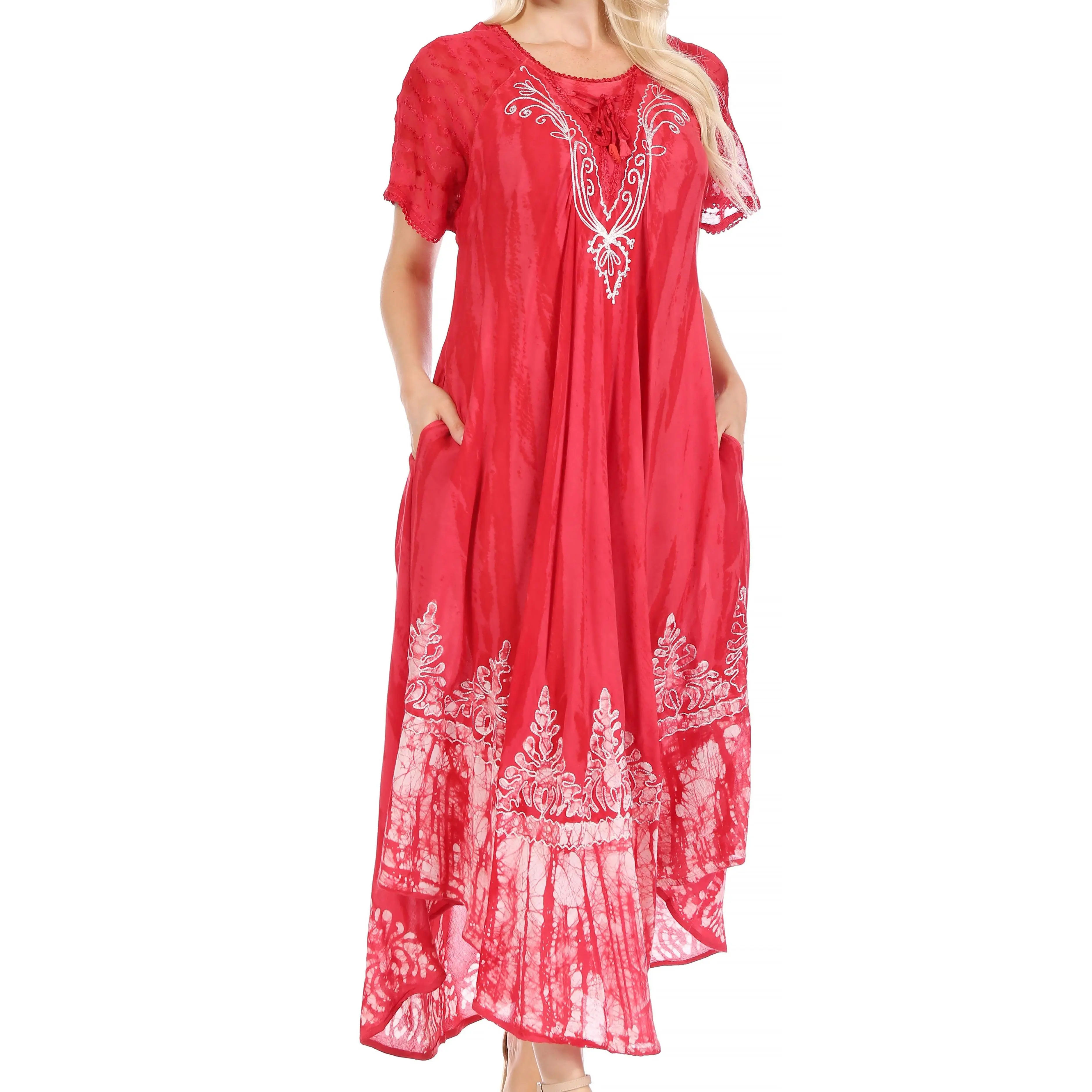 Sakkas Devora Women's Maxi NightGown Caftan Kaftan Dress Tie Dye Batik & Corset