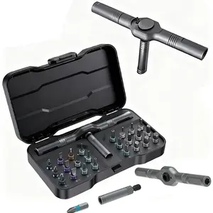 24-in-1 Magnetic Screwdriver Bit Set, Household Repair Toolkit with T-Shaped Ratchet Handle, Portable Precision Hand Tool Kit