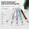 DIY Diamond Painting Dot Drill Set with Glow-in-the-Dark Flowing Sand Zinc Alloy Resin Bead Filler Pen - 12 Zinc Alloy Threaded Pen Tips, Rhinestones, Comfortable Grip, High Durability Handcraft Tools for Diamond Painting Cross Stitch Enthusiasts