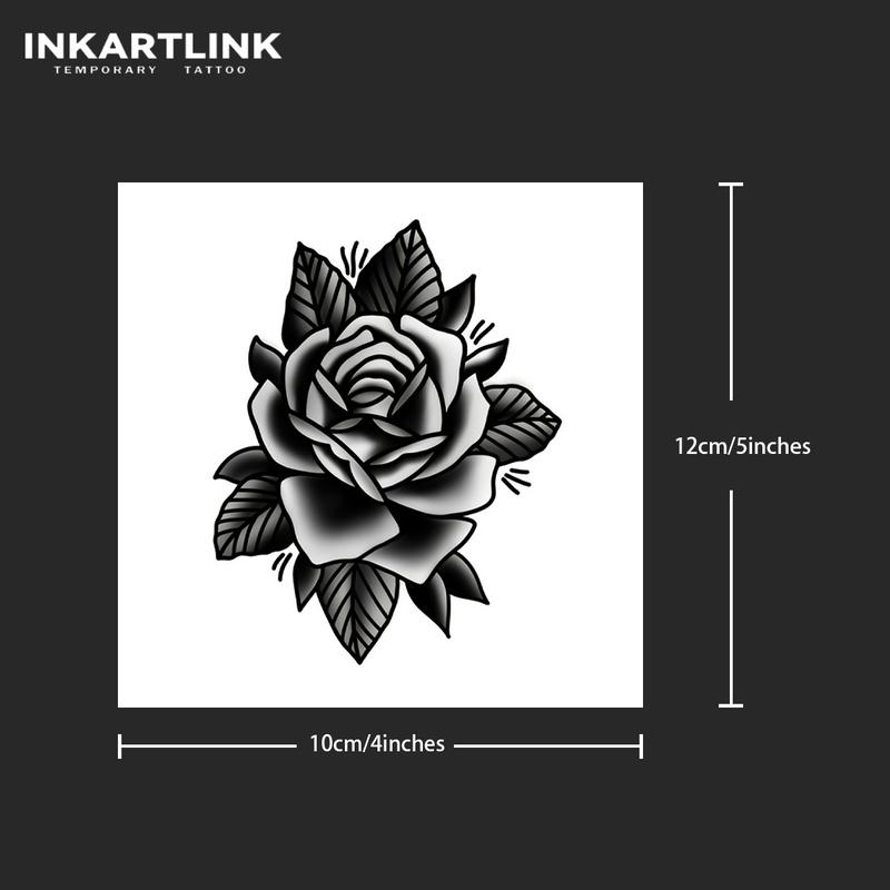 INKARTLINK Tattoo Tech, 2 Sheets Semi-Permanent Temporary Tattoos, Ink Rose, Adult Art Design,Lasts 1-2 Weeks, Waterproof, Realistic Look, No Adhesive, No Reflection,For Man And Woman,Ideal for Swimming, Party