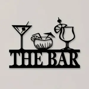 Vintage Metal Wall Art Bar Sign - Decorative Hanging for Home Kitchen & Bar