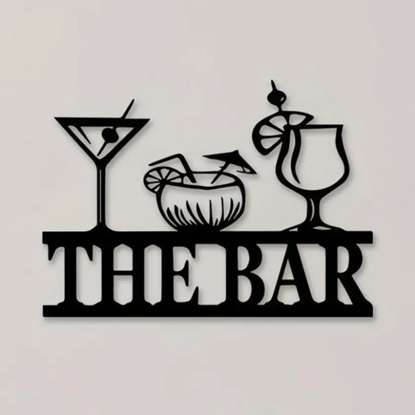 Vintage Metal Wall Art Bar Sign - Decorative Hanging for Home Kitchen & Bar