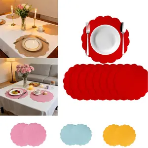 15pcs Colorful Floral Linen Placemats Set, Heat Resistant Table Mats, Boho Farmhouse Style, Wedding Party Decorations (12.99 Inches)