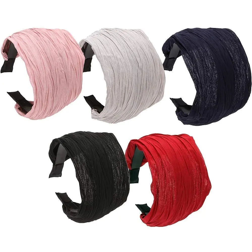 5 Pieces Wide Lace Headbands for Women Large Non Slip Hairbands, Elastic Head Bands Headwear with Teeth, Comfortable Soft, Cute Accessories Gift for Girls