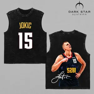 (Tank top)Acid Washed "Nikola Jokić 15" T-Shirt, Retro Bootleg Basketball Streetwear Shirt Fan Gear, Game Day Outfit, Gift For Basketball Fans