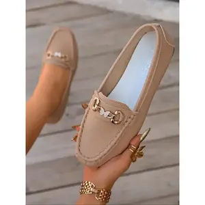 Women's Square Toe Loafers Slip-On Ballet Flats, Comfortable PU Leather Work Shoes, Commuter Shoes, Fashion Office Footwear, All Seasons, Affordable Loafers(gift)